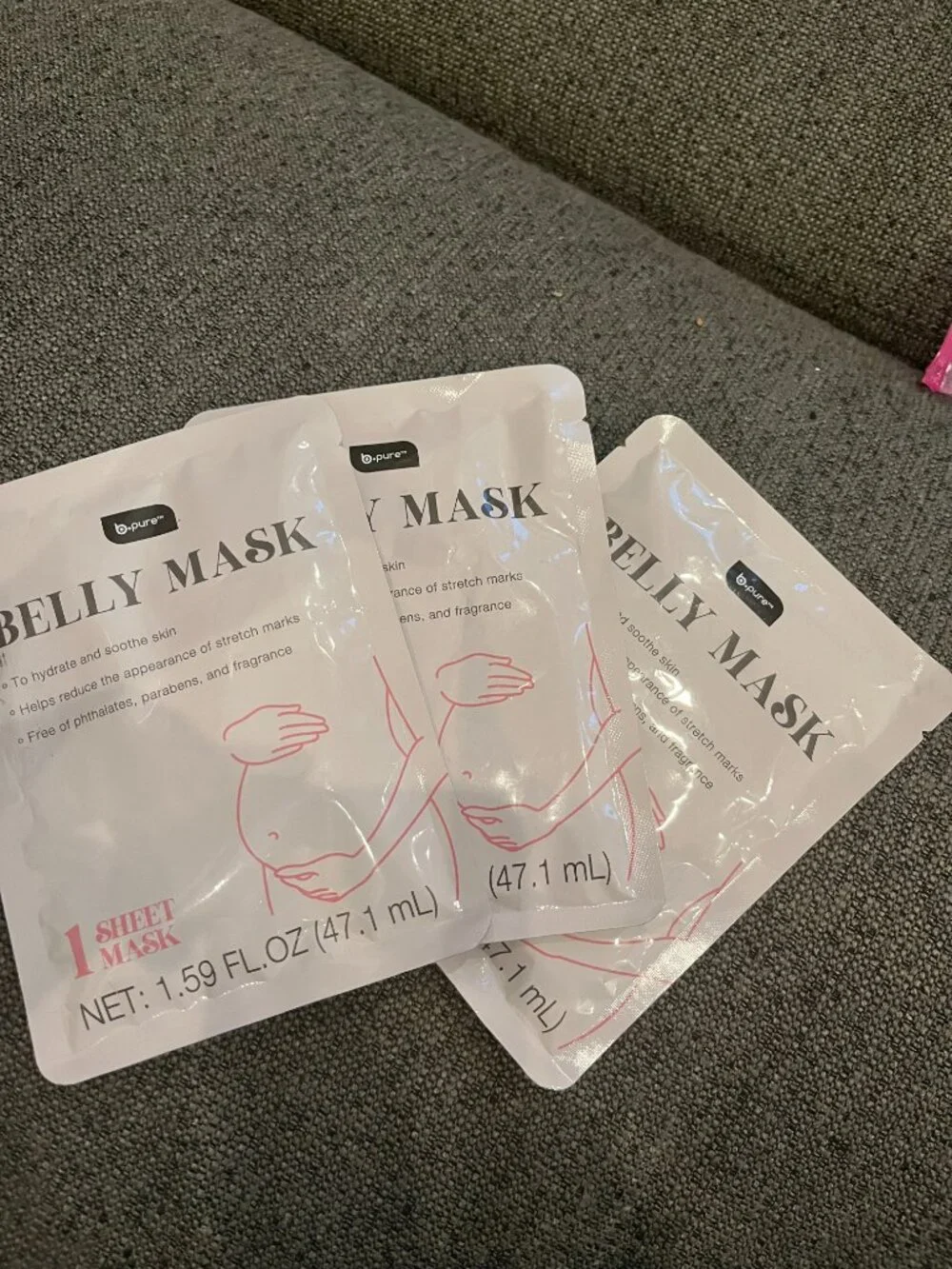 Belly Masks (Set of 3) ‎ Hydrating Soothing Stretch Mark Care B-Pure (THREE)